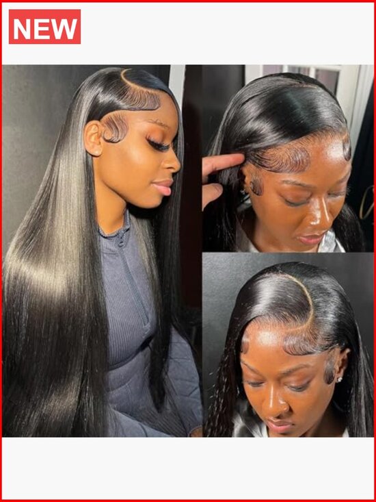 180 Density HD Transparent Lace Front Wig Human Hair Straight Pre Plucked main image 5